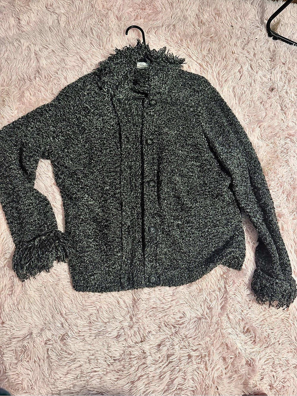 Kathy Van Zeeland Collection Textured Jacket in Black Size Large